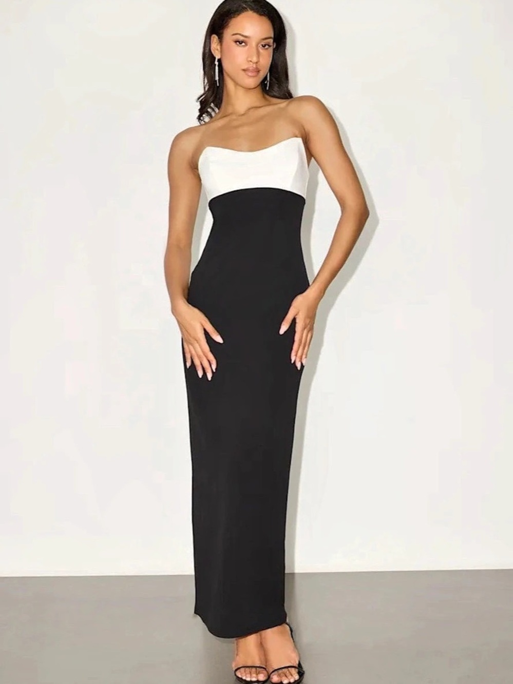 Color Block Maxi Dress in Black & White | NEW!